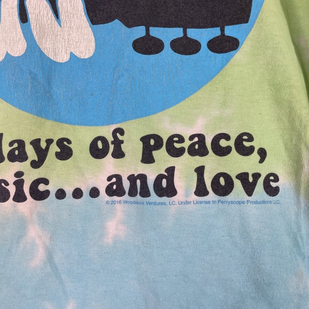 Woodstock Shirt Mens Large Rainbow Tie Dye Peace Music Love Liquid Blue Retro - Picture 5 of 12
